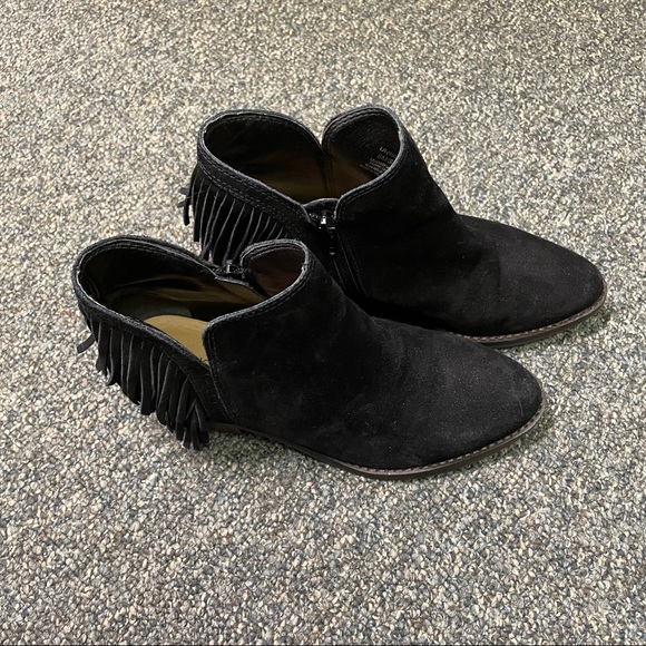 LUCKY BRAND Suede Leather Western Fringe Black Booties (6) - Picture 5 of 5